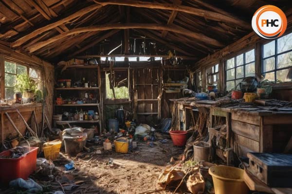 a really old shed full of rubbish